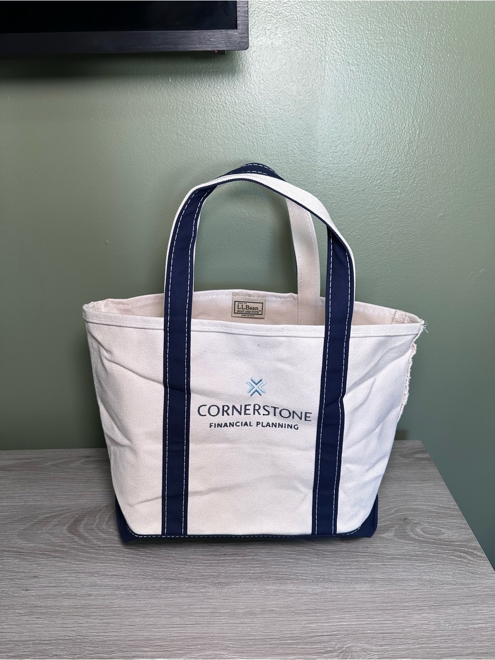 Vintage LL Bean Boat And Tote Blue And White 16” X 11”  USA